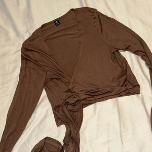 Brown Wrap Top